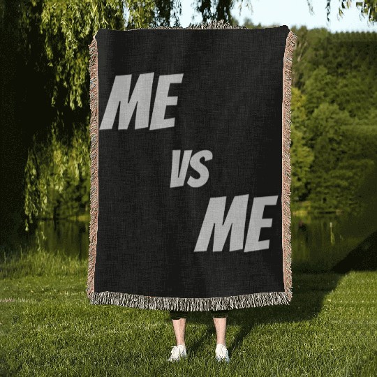 Me vs Me (white) Woven Blankets