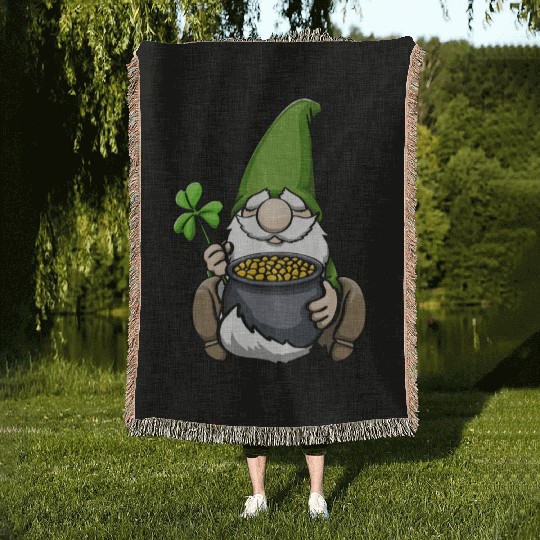 Pot of Gold Gnome Woven Blankets