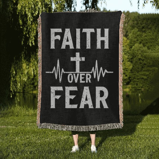 Faith Over Fear Love JesusChristian Christmas Woven Blankets