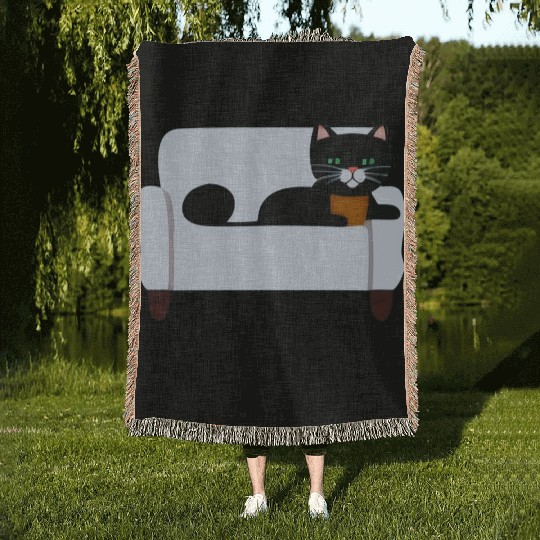 potato cat Woven Blankets