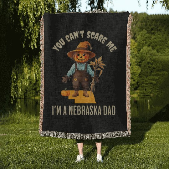 I’m a Nebraska Dad Halloween Fall Autumn Woven Blankets