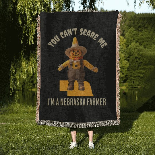 I’m a Nebraska Farmer Halloween Fall Autumn Woven Blankets