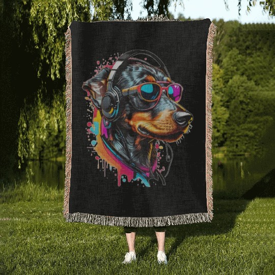 Cool Dachshund Woven Blankets