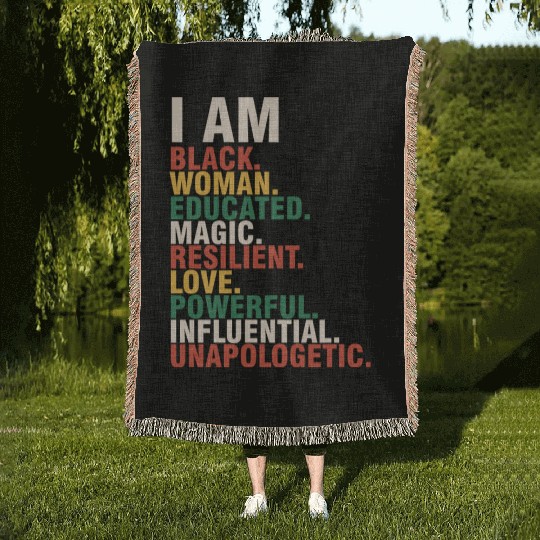 I Am Black Black History Month Gift Woven Blankets