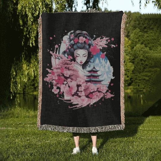 Geisha of Japan Woven Blankets