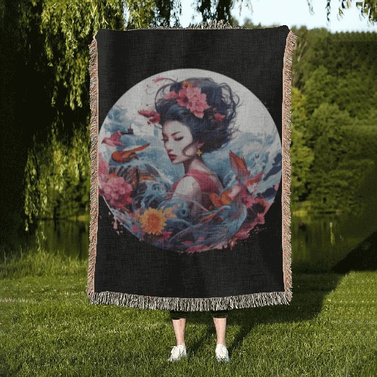 Geisha of Japan Woven Blankets