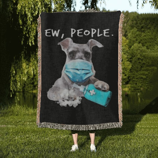 Miniature Schnauzer Ew People Dog Wearing A Face Woven Blankets