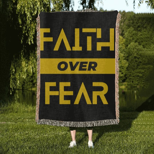 FAITH OVER FEAR Woven Blankets