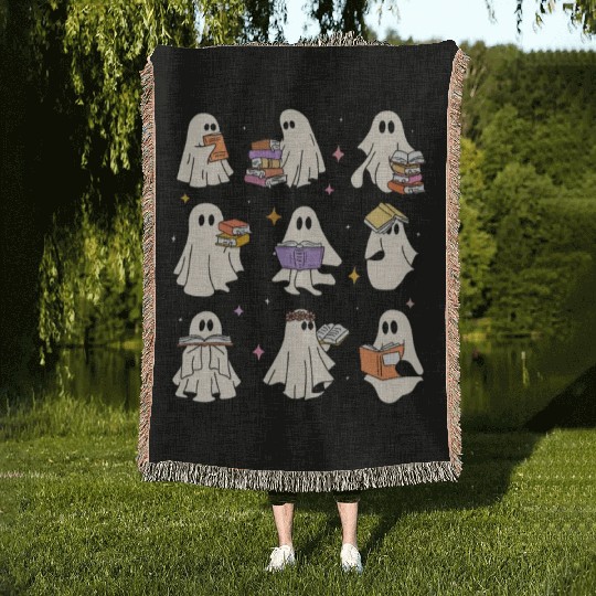 Teacher Halloween Ghost Read Books Reading Teacher Woven Blankets