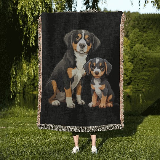 Entlebucher Puppy Dog Parents Pets Animal Lover Woven Blankets