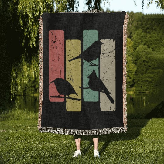 Birds Art Budgie Heron Sparrow Robin Hummingbird Woven Blankets