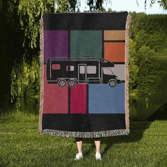 Vintage Camper – Retro Road Trip Woven Blankets