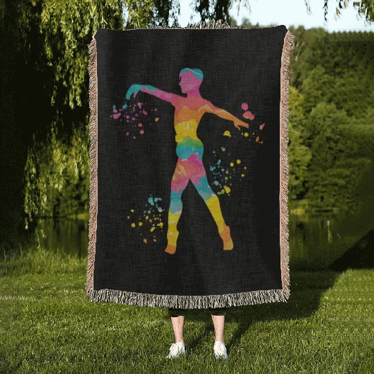 Ballet Dancer Colorsplash Man Ballerino Woven Blankets