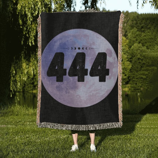 Purple Moon Angel Numbers 444 Woven Blankets