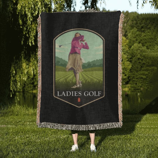 Ladies Golf Course Girl Golfer Vintage Play Women Woven Blankets