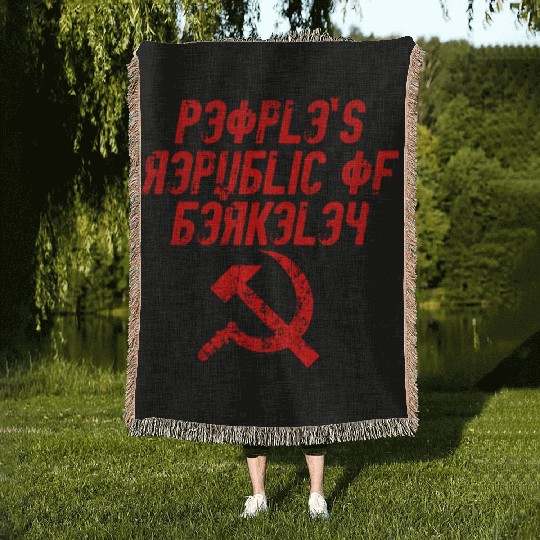 People's republic of Berkeley Communist logo Woven Blankets