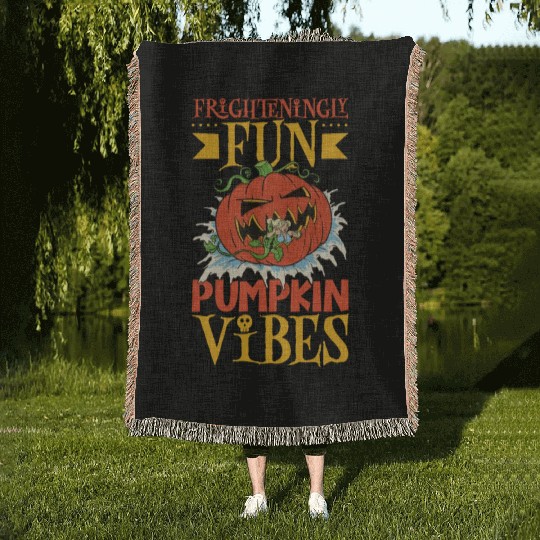 Scary Pumpkin Halloween Costume Autumn Fall Gift Woven Blankets