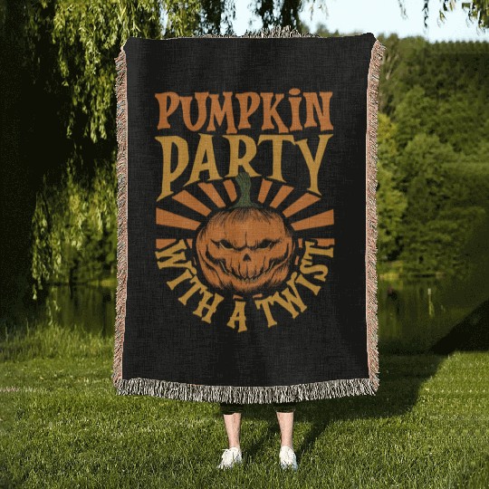 Scary Pumpkin Halloween Costume Autumn Fall Gift Woven Blankets