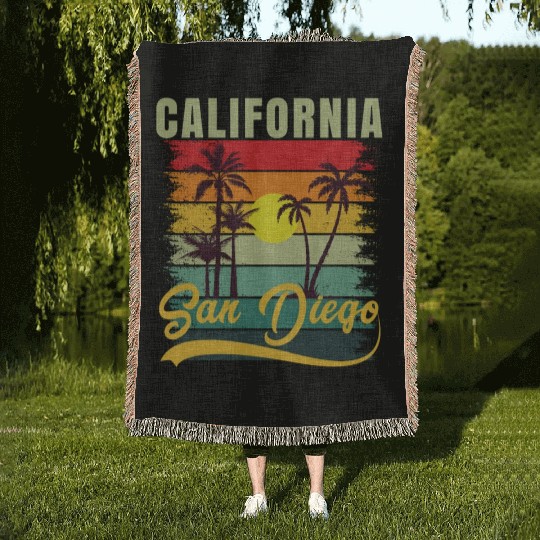 Friends Summer Travel Family Vacation san diego Woven Blankets