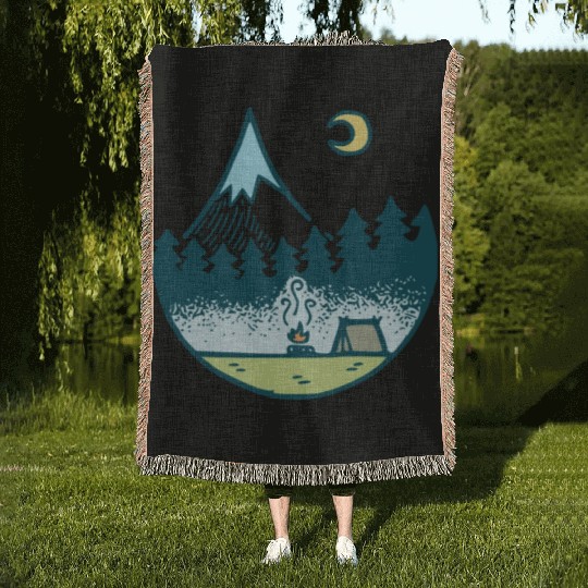 Keep It Simple (Camping At Night) Woven Blankets