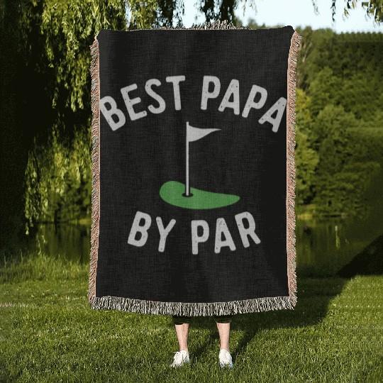 Mens Best Papa By Par Funny Golf - Father's Day Woven Blankets