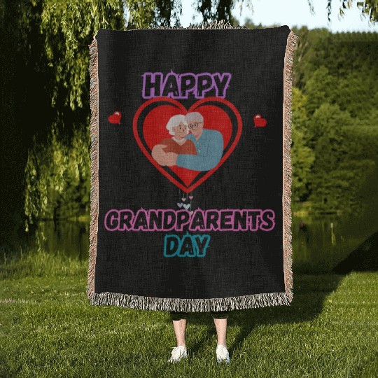Happy Grandparents Day Woven Blankets