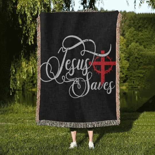 Jesus Saves Love Jesus Christmas Christian Woven Blankets