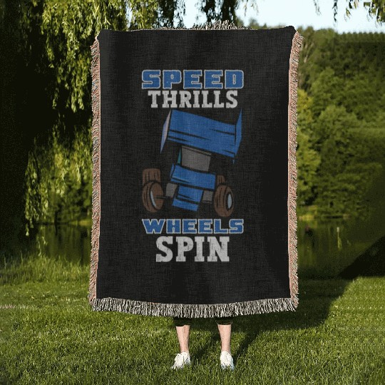 Sprint Car Mom Dirt Track Racing Racing Race Day Woven Blankets