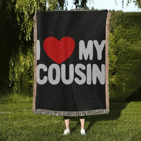 I Love My Cousin Red Heart Redneck Love My Cousin Woven Blankets