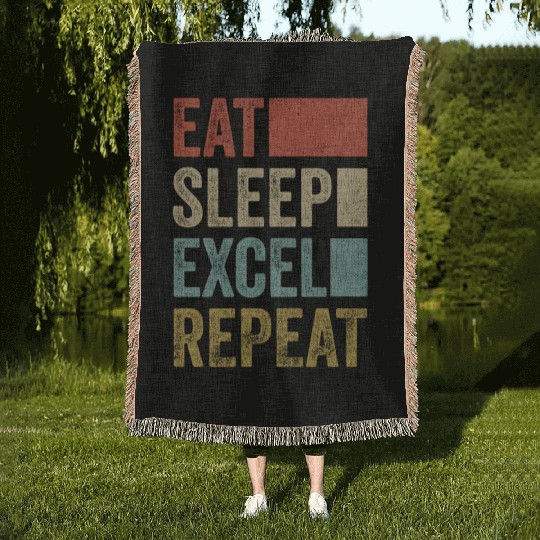 Vintage Retro Eat Sleep Excel Repeat Funny Excel Woven Blankets