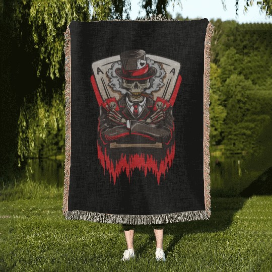 Spades Ace Death Poker Texas Hold'em Woven Blankets