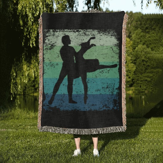 Ballet Dance Couple Vintage Ballerina Woven Blankets