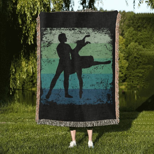 Ballet Dance Couple Vintage Ballerina Woven Blankets