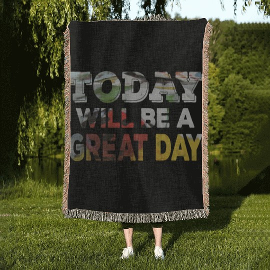 Today Will Be A Great Day Ladybug Inspirational Woven Blankets