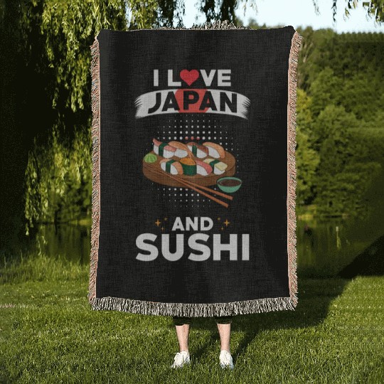 Sushi Japan Love Japanese Food Woven Blankets