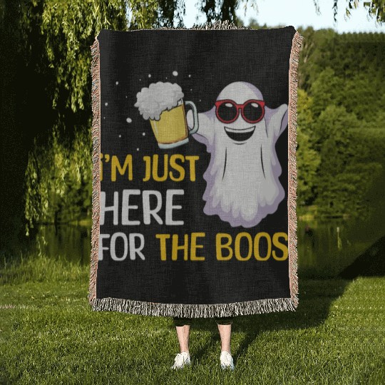 Funny Ghost Beer Lover Lazy Creepy Halloween Woven Blankets