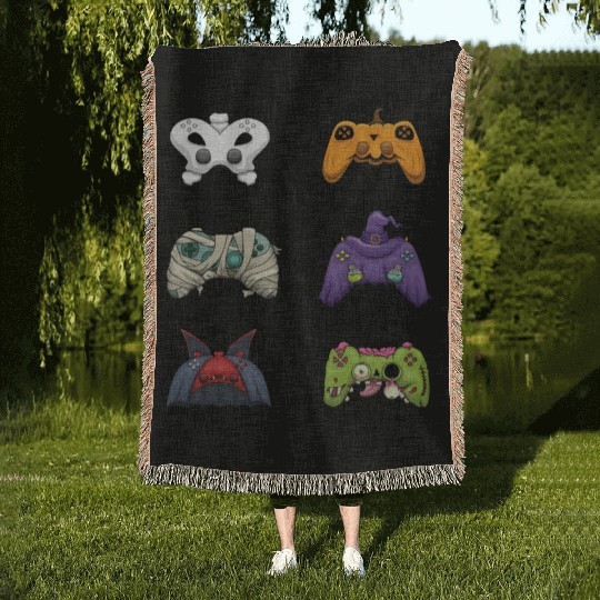 Gaming Gamer Game Controller Lazy Creepy Halloween Woven Blankets