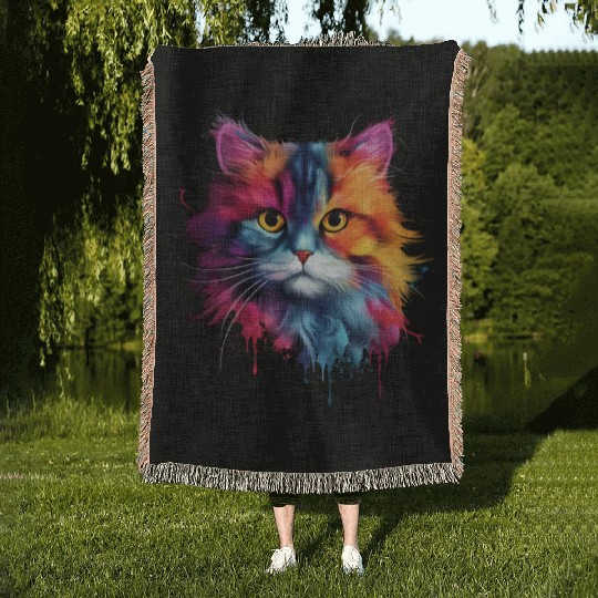 Persian Cat Living Atmosphere Woven Blankets