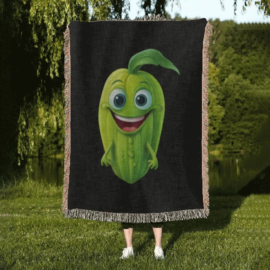 Kawaii Veggie Delight: Cucumber, Green Pumpkin & Woven Blankets