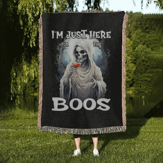 Just Here For The Boos Scary Skeleton Woven Blankets