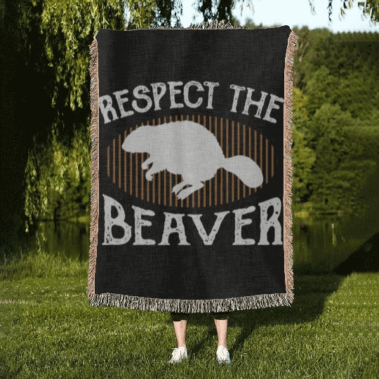 Respect The Beaver retro Beaver Lover groundhog Woven Blankets