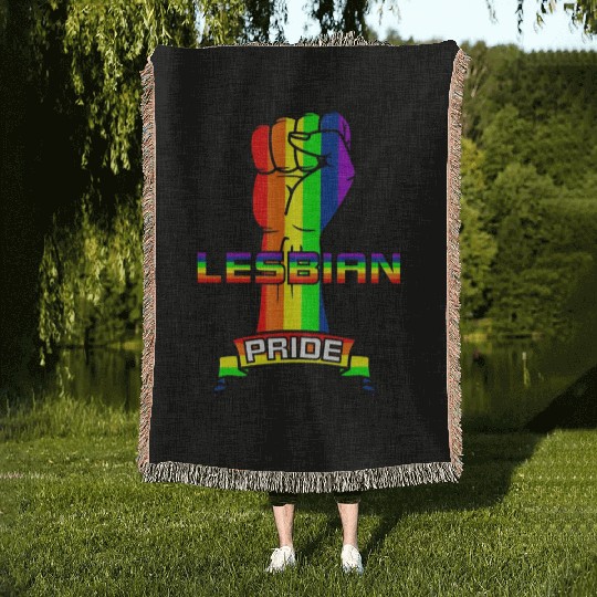 Rainbow lesbian pride Woven Blankets