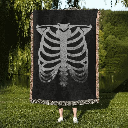 Halloween Skeleton Rib Cage Woven Blankets