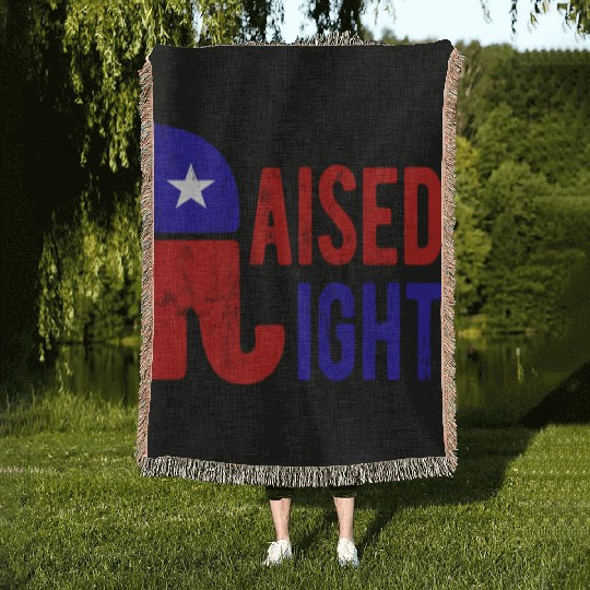 Raised Right Proud Republican Elephant Logo Usa Woven Blankets