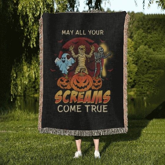 Scary Horror Monsters Lazy Creepy Halloween Woven Blankets