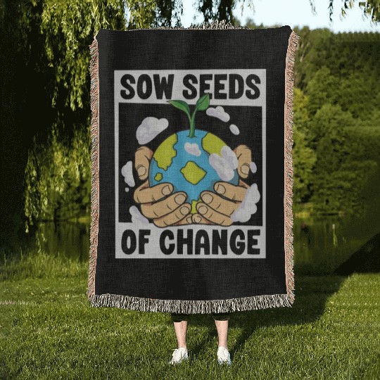 Climate Change Environmental Earth Day Planet Woven Blankets
