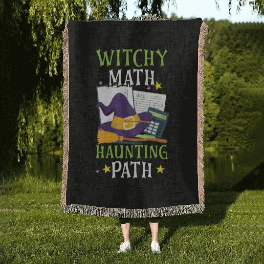 Witchy Math Haunting Path Accountant Halloween Woven Blankets