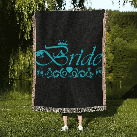 Bride Bachelorette Party Blue Woven Blankets