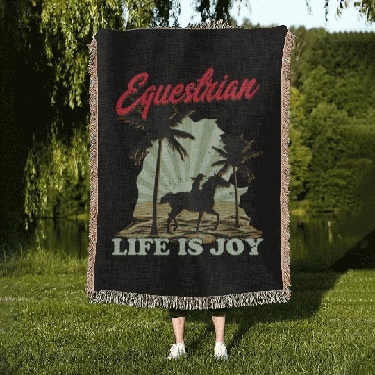 Equestrian Life Riding Girl Horseback Woven Blankets