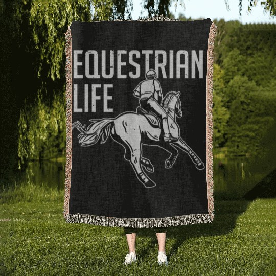 Equestrian Life Riding Girl Horseback Woven Blankets